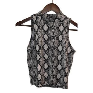 Caution to the Wind Snakeprint High Neckline Crop Tank SizeS